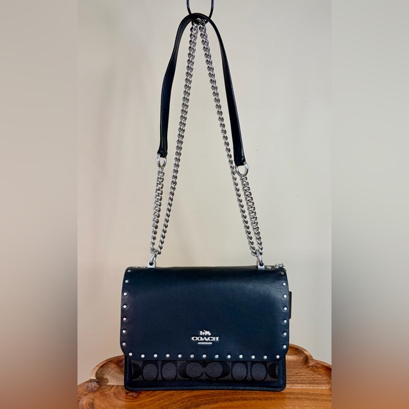 Coach Klare Black Signature Leather Rivets Crossbody Shoulder Purse 90400 EUC - Picture 17 of 17